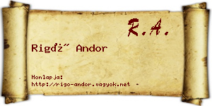 Rigó Andor névjegykártya