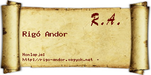 Rigó Andor névjegykártya